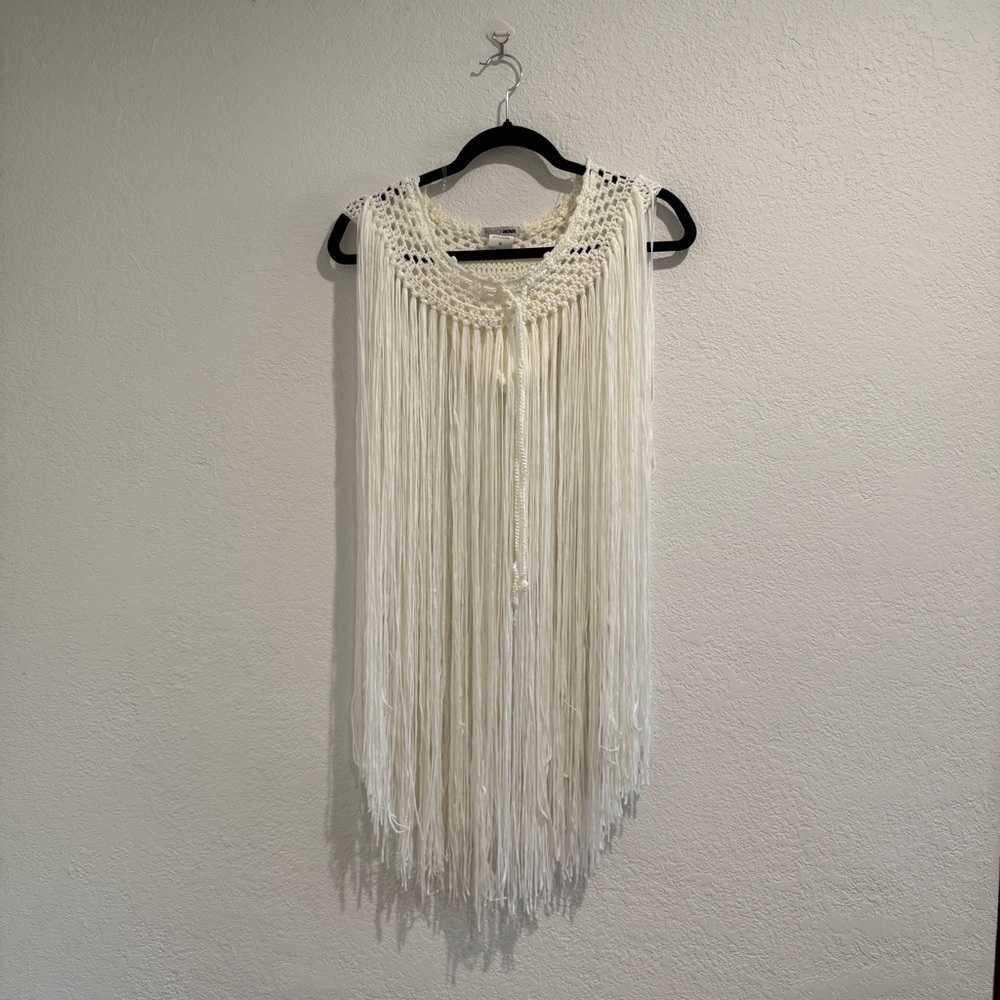 Cream Fringe Crochet Skirt